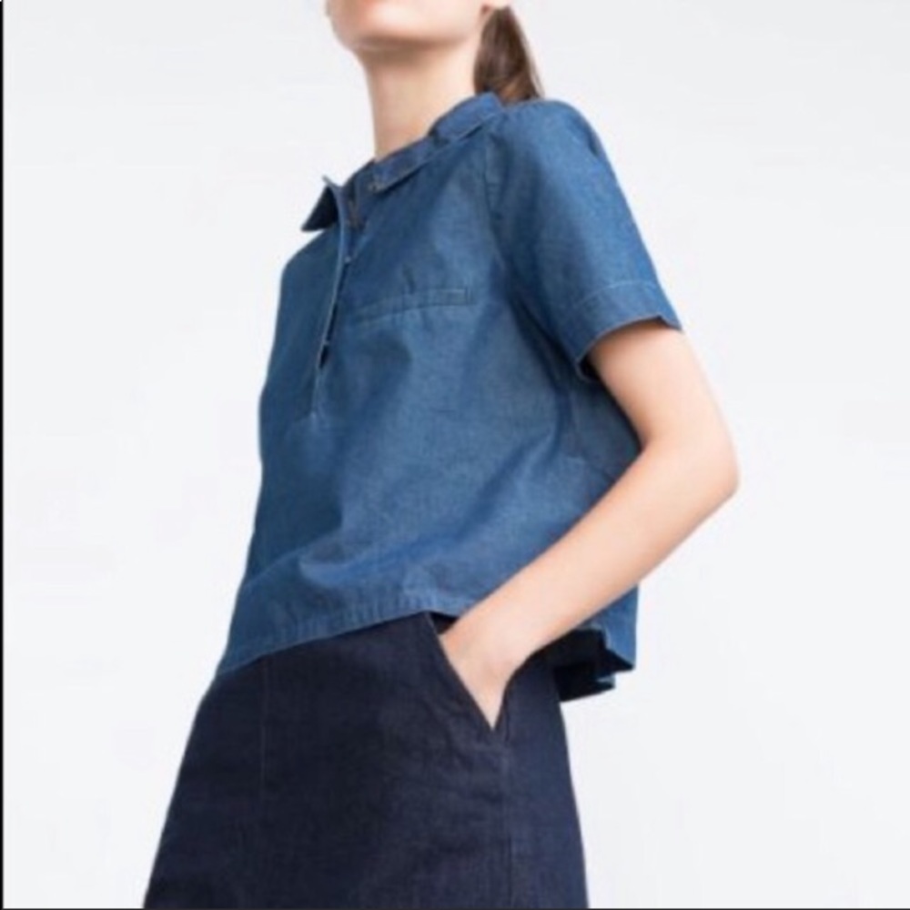 ZARA TRAFALUC Denim Makers Crop Top Medium